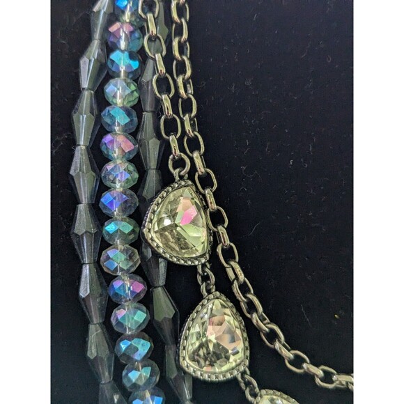 Premier Designs MONTANA Necklace Layered Hematite Crystal Glass Beads Blue Black - Picture 3 of 14